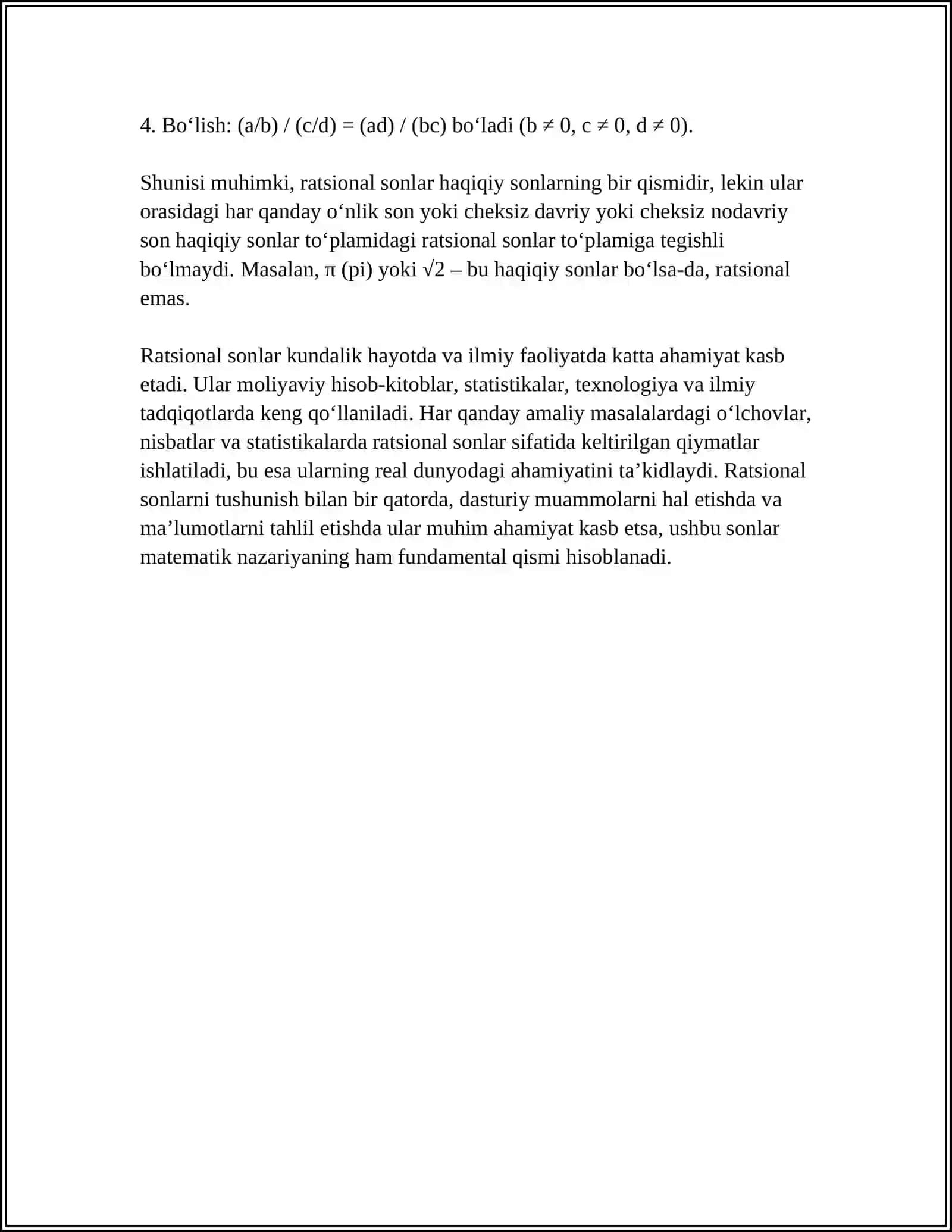 Mavzu: RATSIONAL VA HAQIQIY SONLAR 4