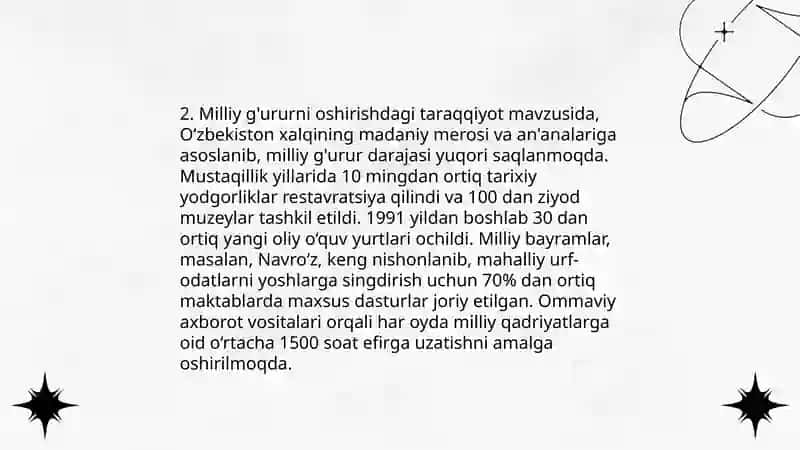 Mustaqillik yillarida Òzbekistondagi manaviy taraqqiyot 4