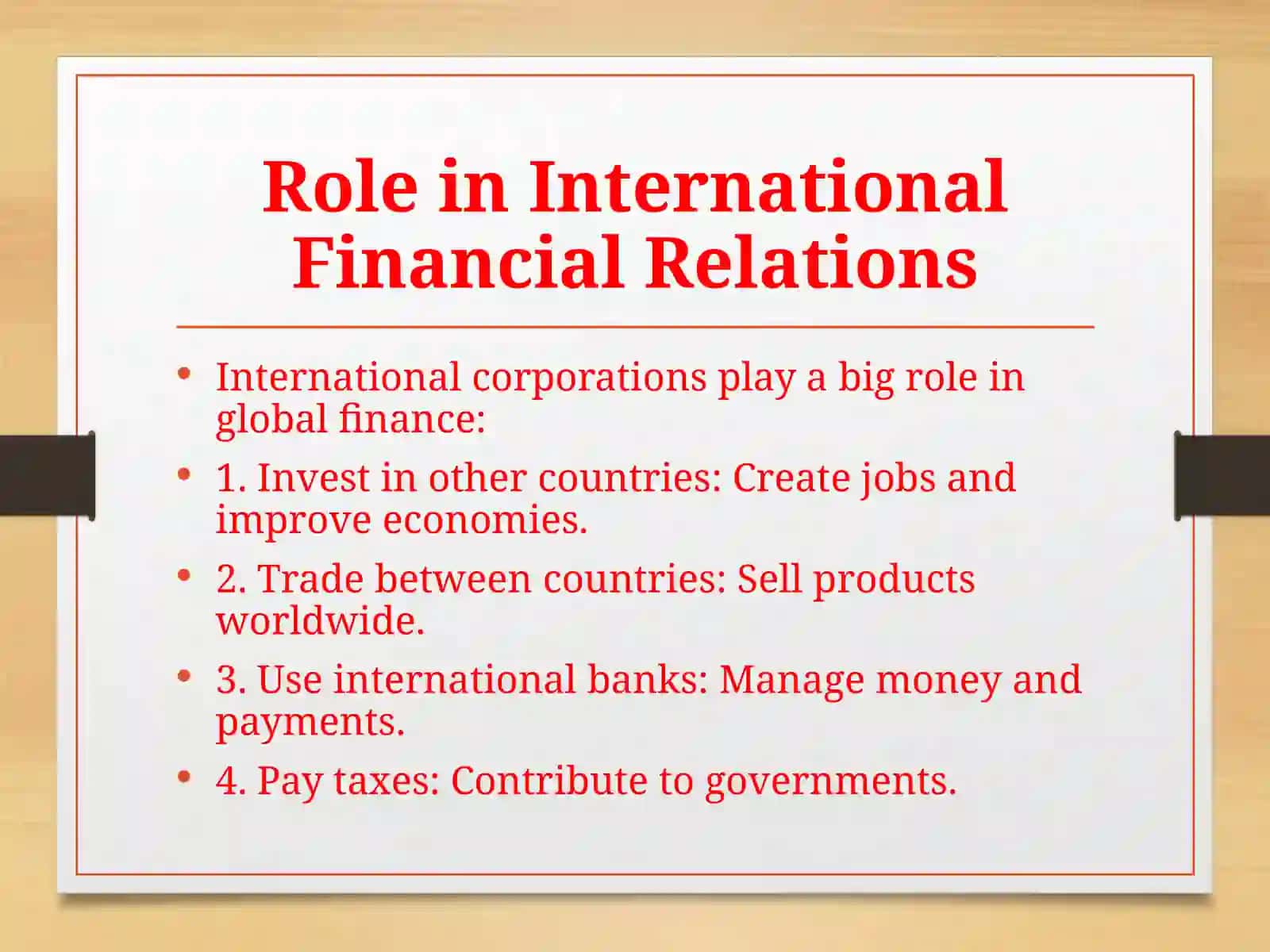 International Corporations in Financial Relations 4