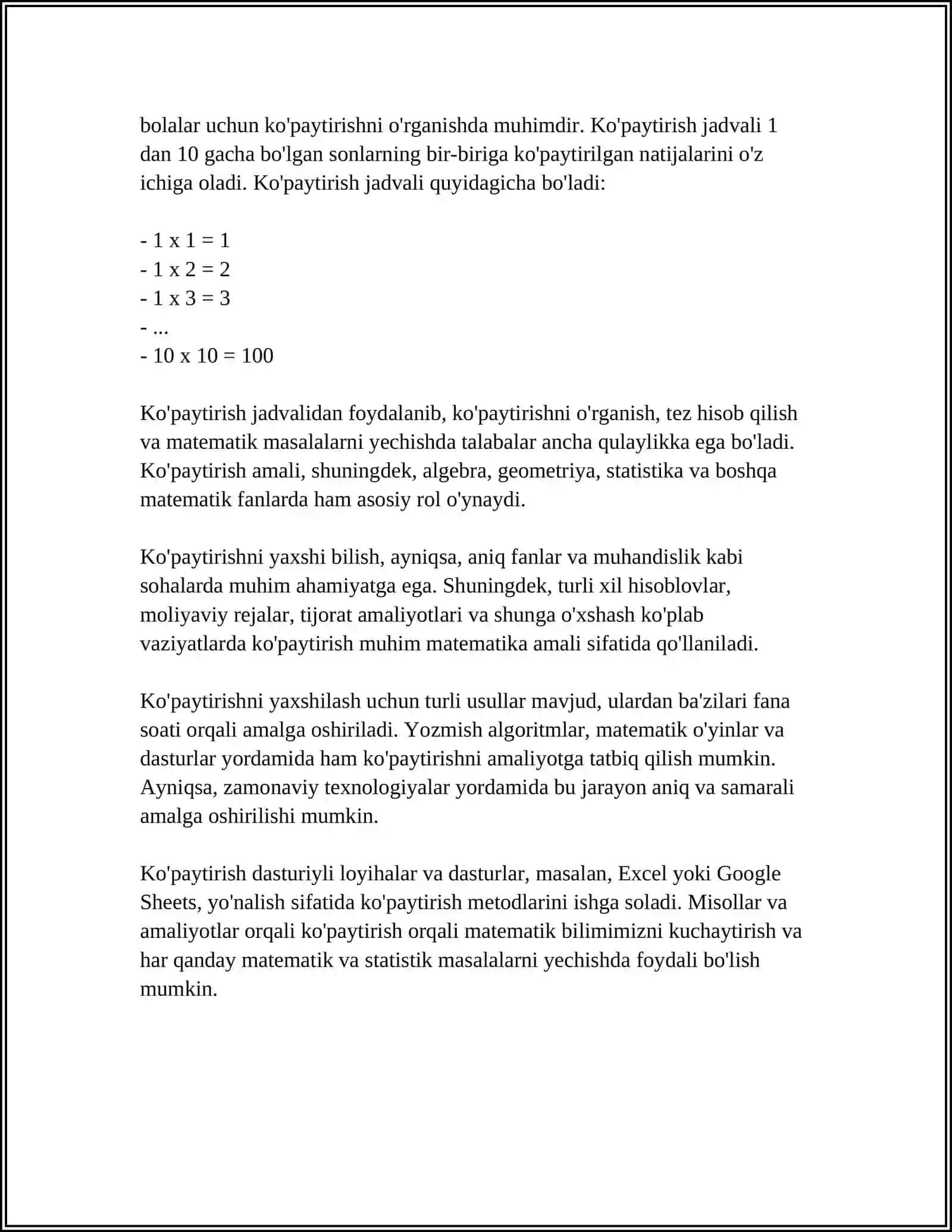 YAXLIT SONLARNI KOʻPAYTIRISH 4