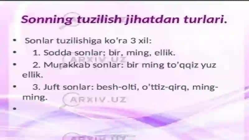 son so'z turkumi 4
