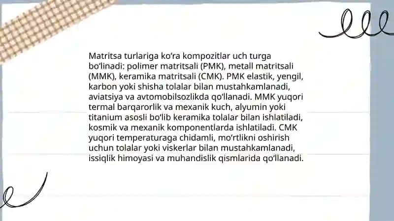 Kompozitlar tasnifi. sementlar 4