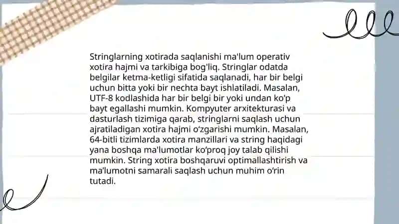 String ma'lumotlar tuzilmasi va uning metodlari bilan ishlash 4