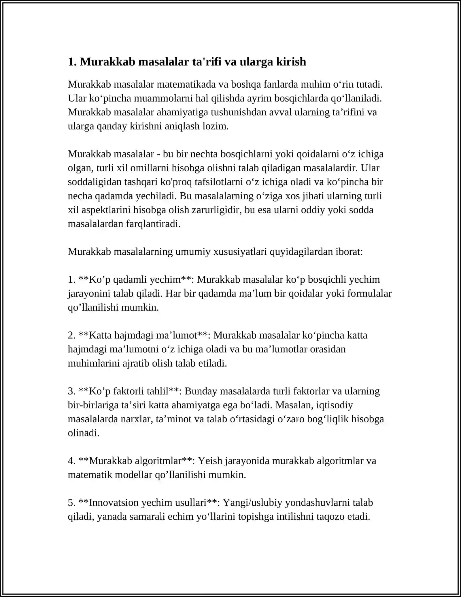 BOSHLANGʻICH SINFLARDA MURAKKAB MASALALAR USTIDA ISHLASH METODIKASI 4