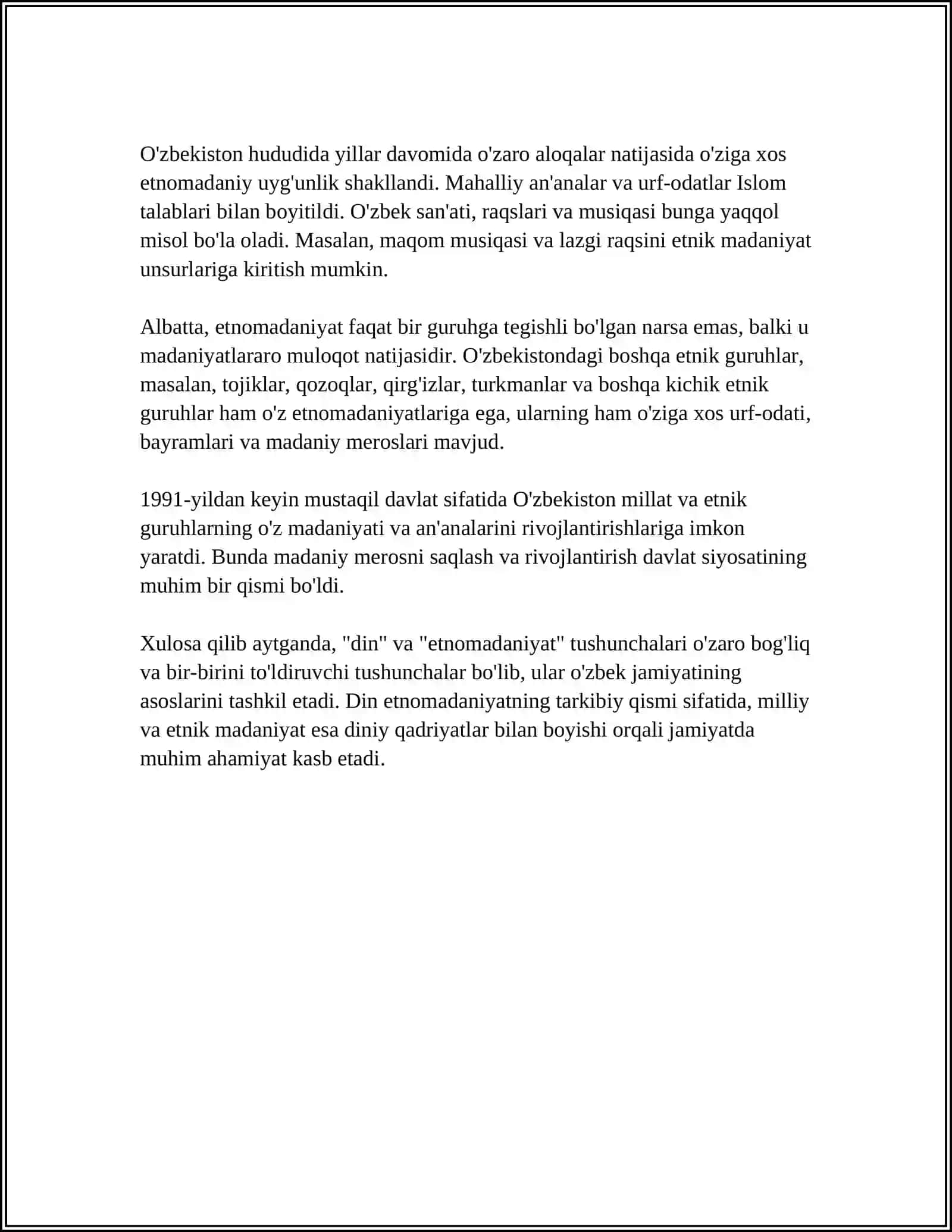 ETNOMADANIYATDA DINNING O‘RNI 4