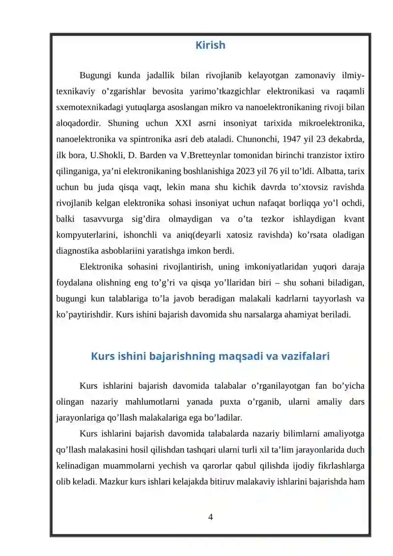 Elektronika, sxemotexnika va mikroprotsessorli vositalar 4