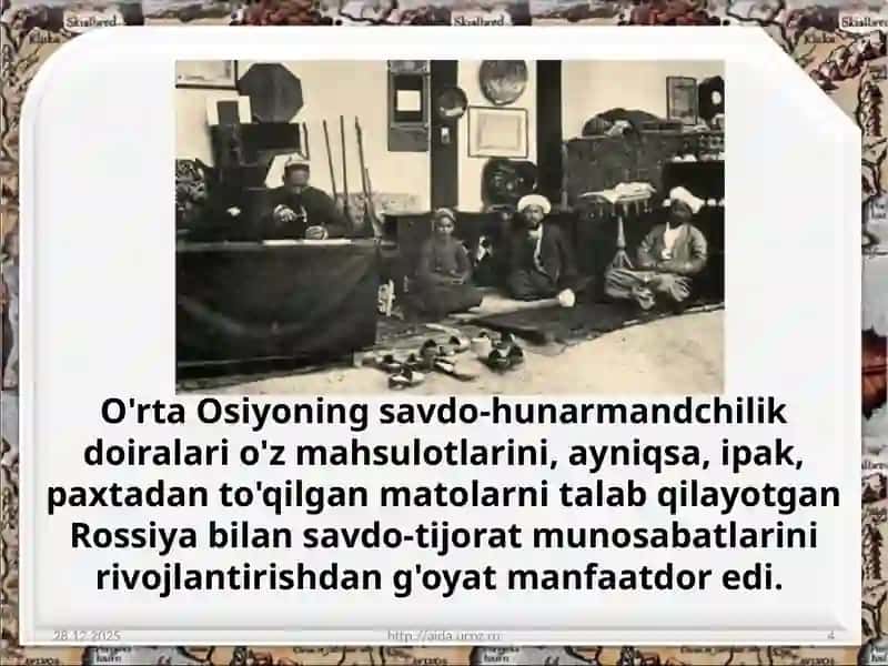 O'rta Osiyo va Rossiya Savdo Aloqalari Tarixi 4
