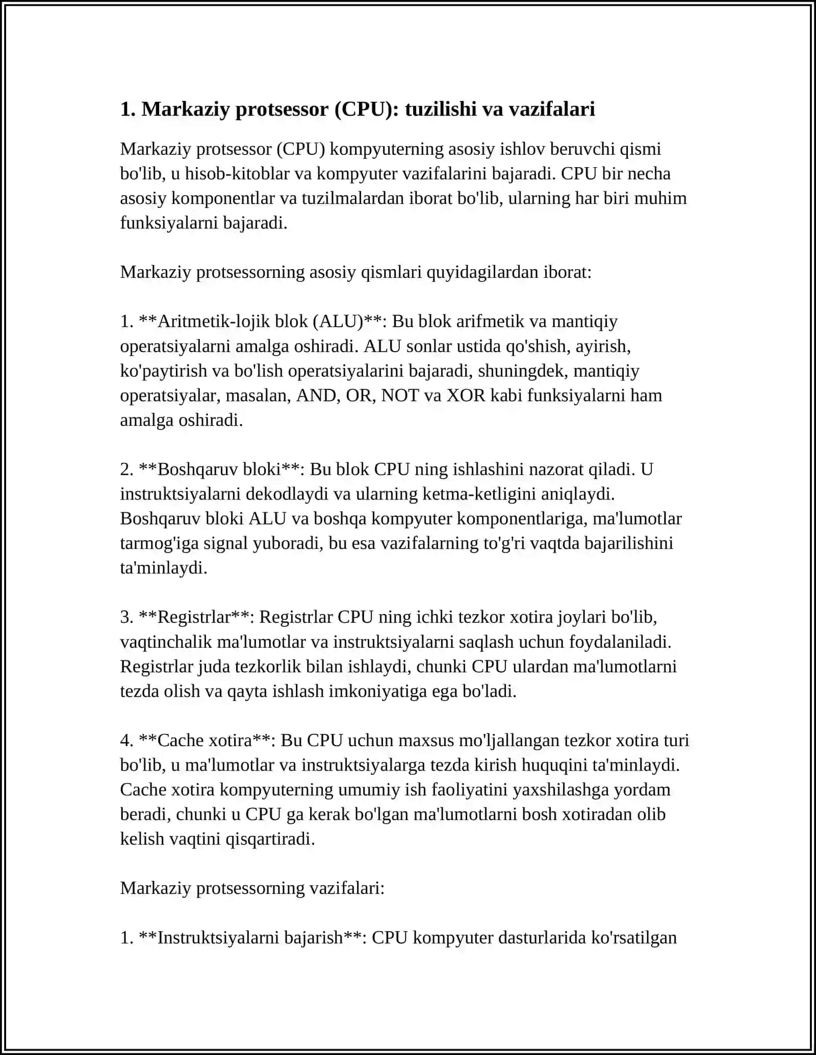 Markaziy protsessor (CPU): tuzilishi va vazifalari 4