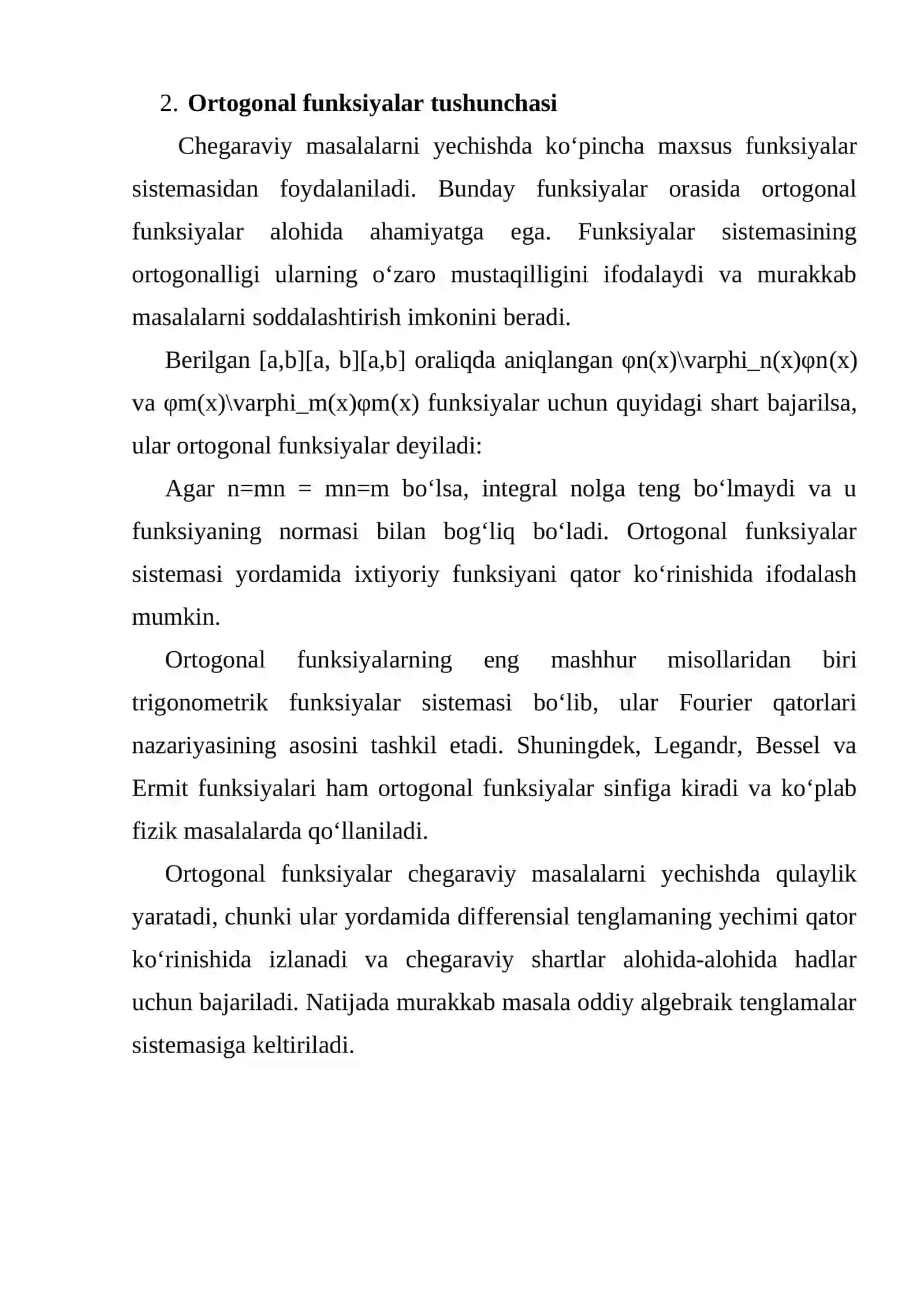 Chegaraviy masalani yechishning ortogonal va differensial haydash usuli 4