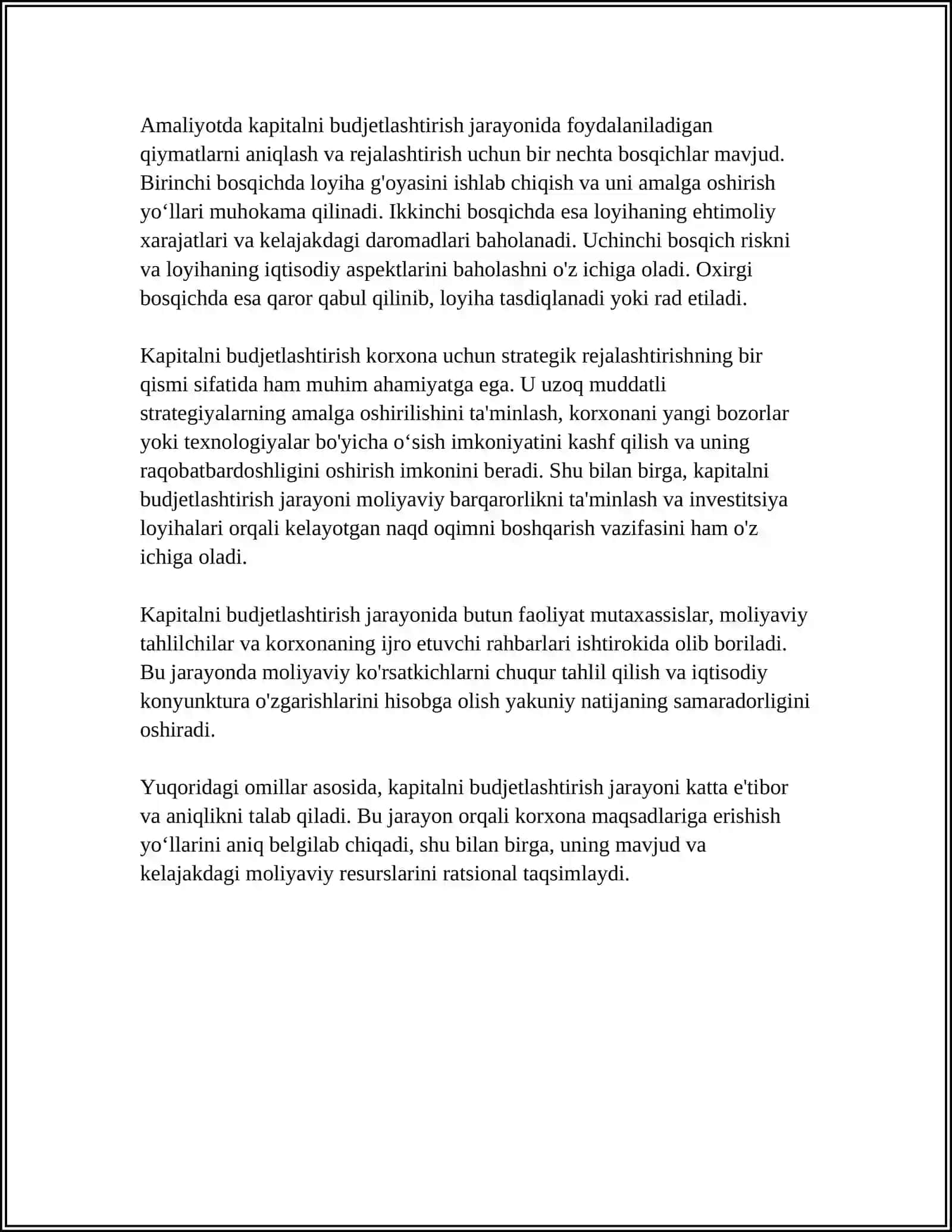 KAPITALNI BUDJETLASHTIRISH JARAYONI 4