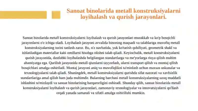 Sanoat binolarida metall konstruksiyalaridan foydalanish tajribasi 4