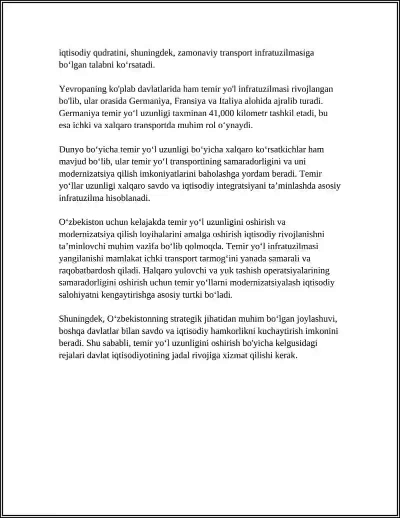 TEMIR YOʻLLARNING ASOSIY KOʻRSATKICHLARI 4