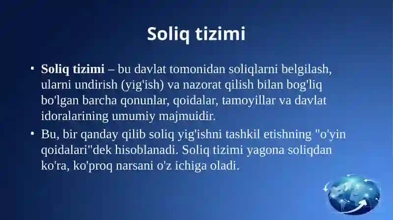 Soliq tizmining asosiy elementlari 4