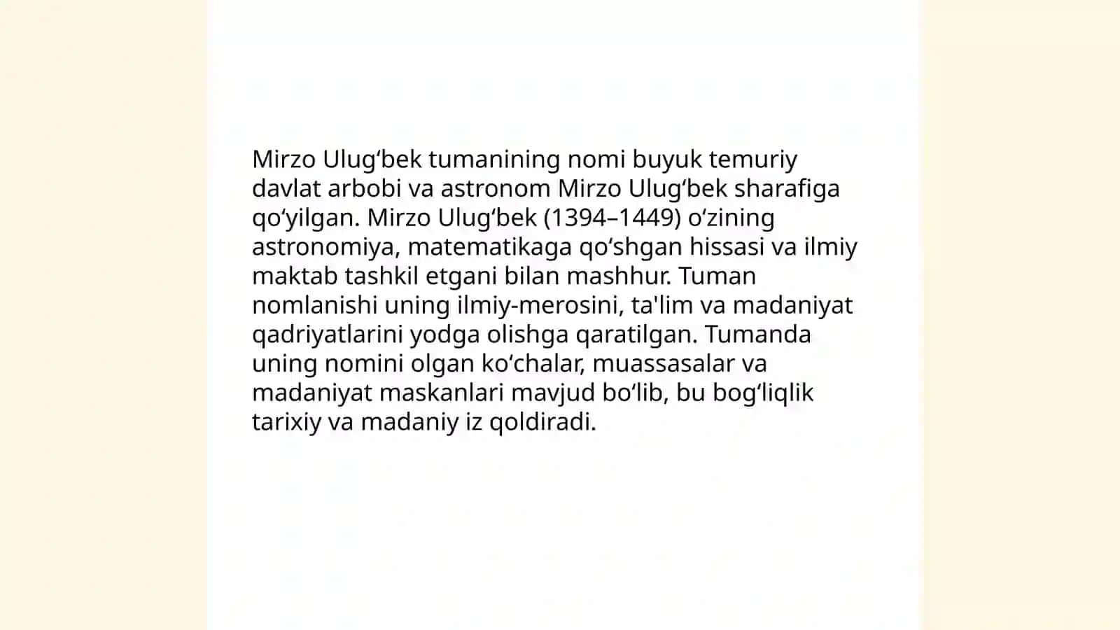 Mirzo Ulug'bek tumani tarixi 4