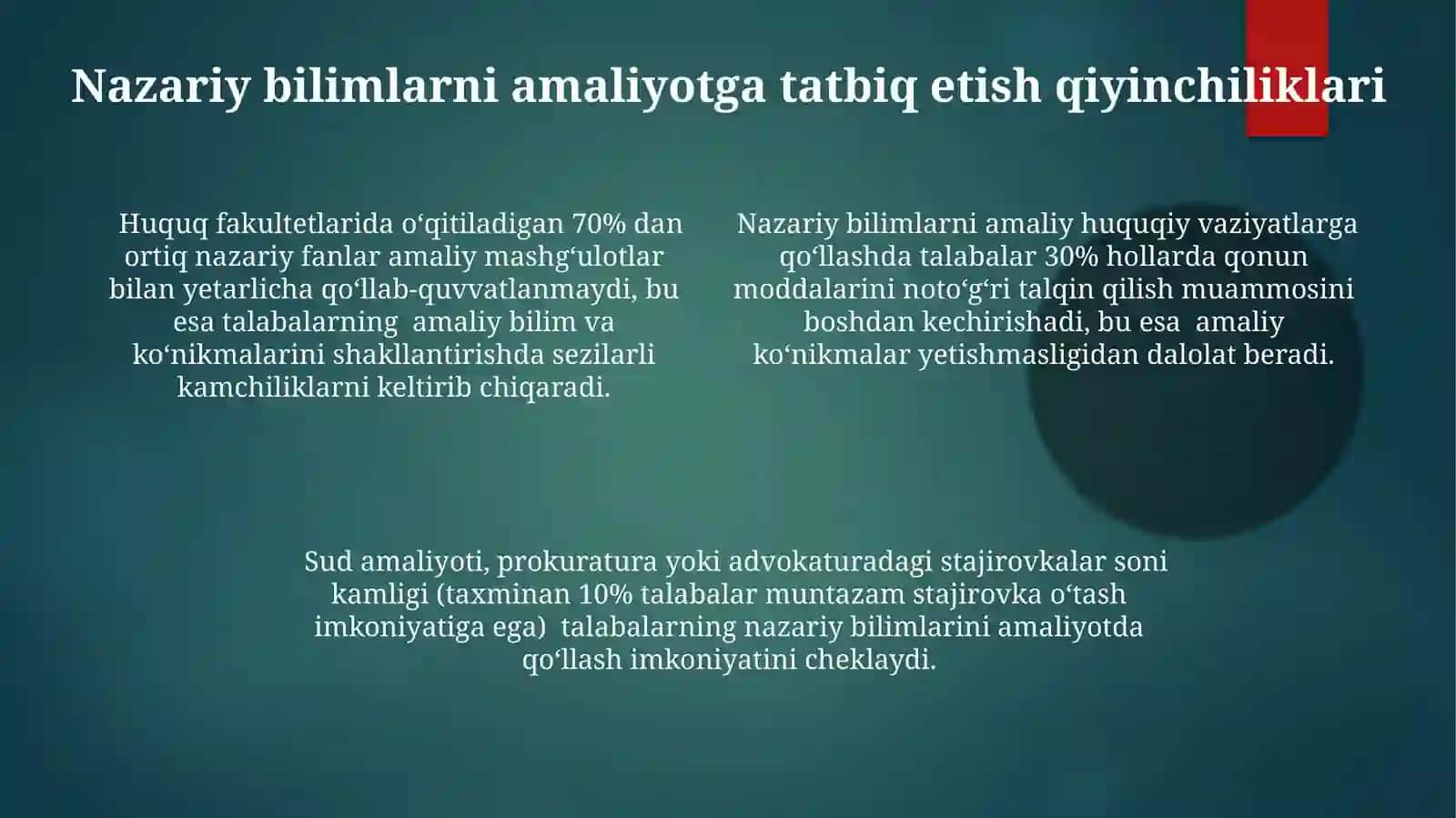 Huquq fanlarini oqitishda dolzarb muammolar va ularni hal qilish yollari 4