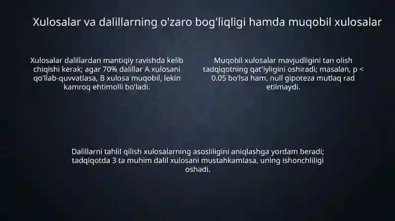 Berilgan matnlarda yakuniy xulosalarni tahlil qilish 4