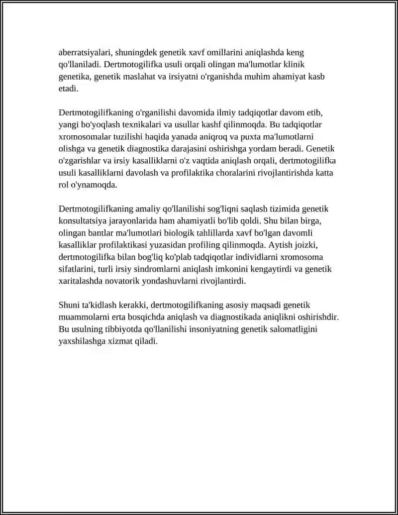 ODAM GENETIKASINI O'RGANISH:DERTMOTOGILIFKA USULI 4