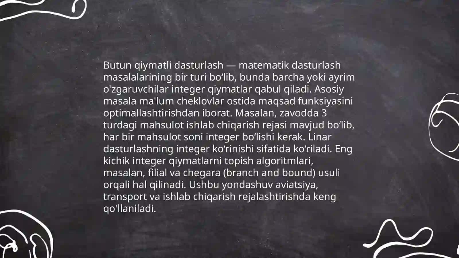 Optimallashtirish masalalari 4