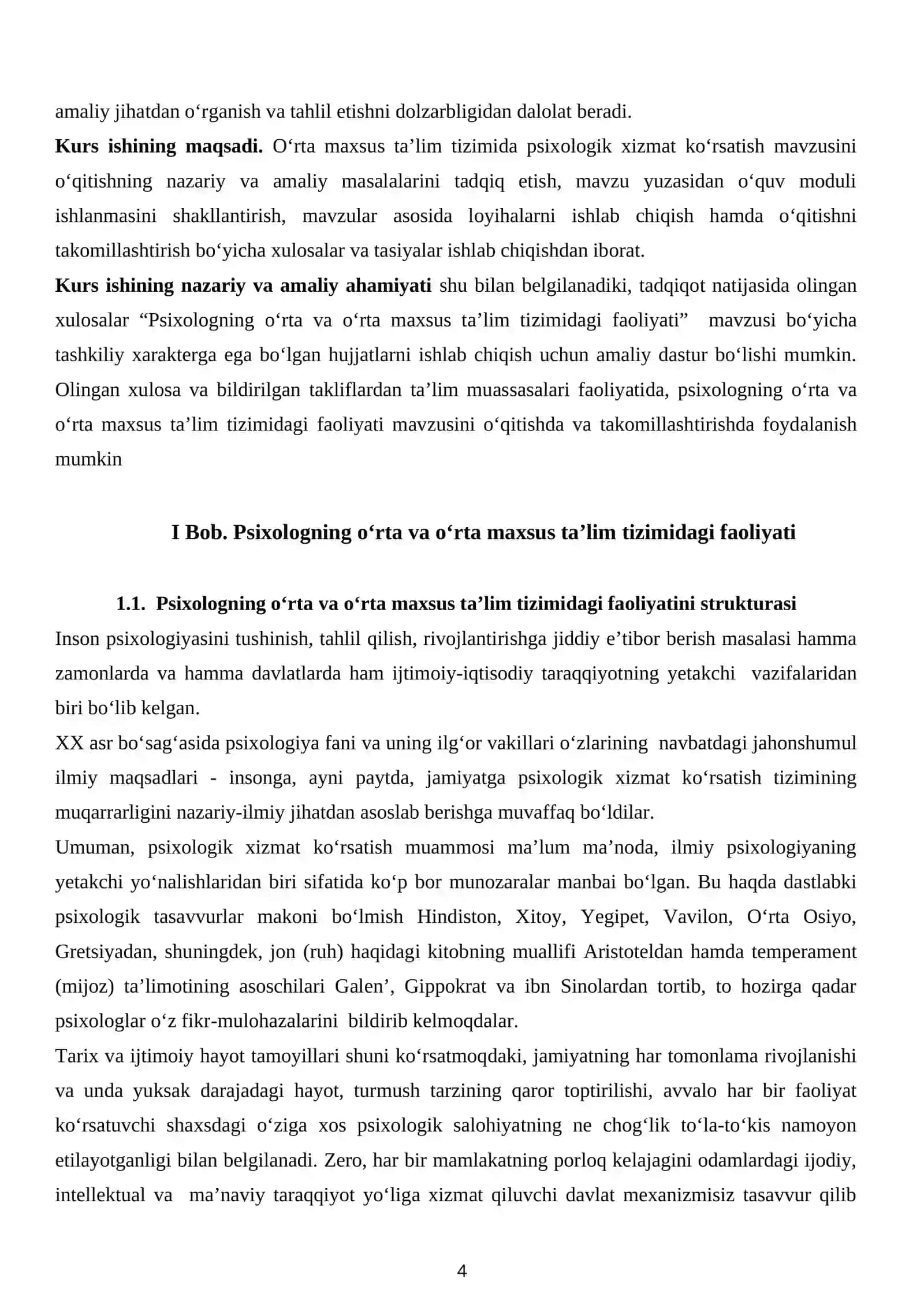 PSIXOLOGNING O’RTA VA O’RTA MAXSUS TA‘LIM TUZIMIDAGI FAOLIYATI 4