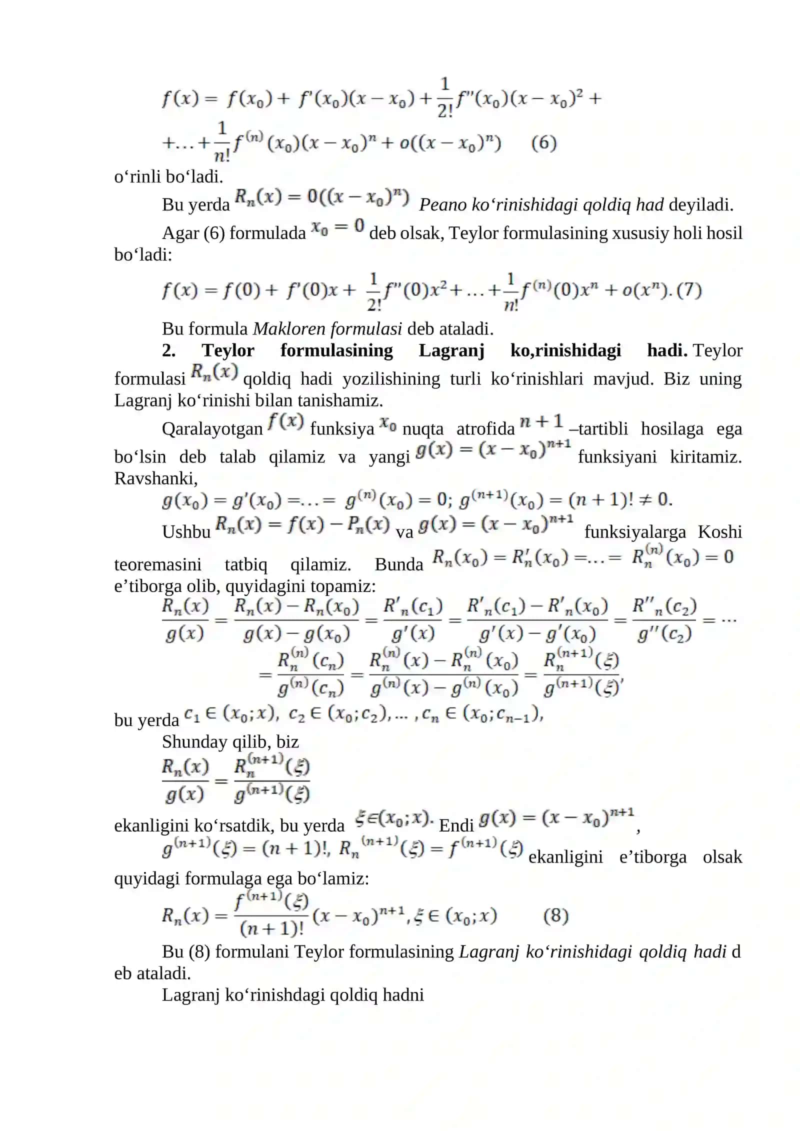 Teylor formulasining taqribiy hisoblashga tatbiqlari 4