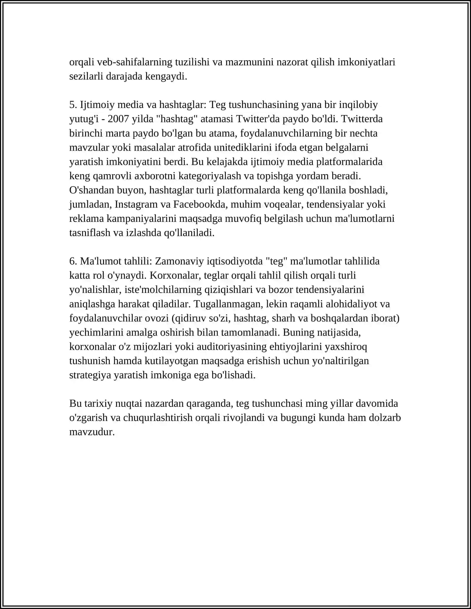 MUSTAQIL ISH Mavzu: TEG TUSHUNCHASI 4