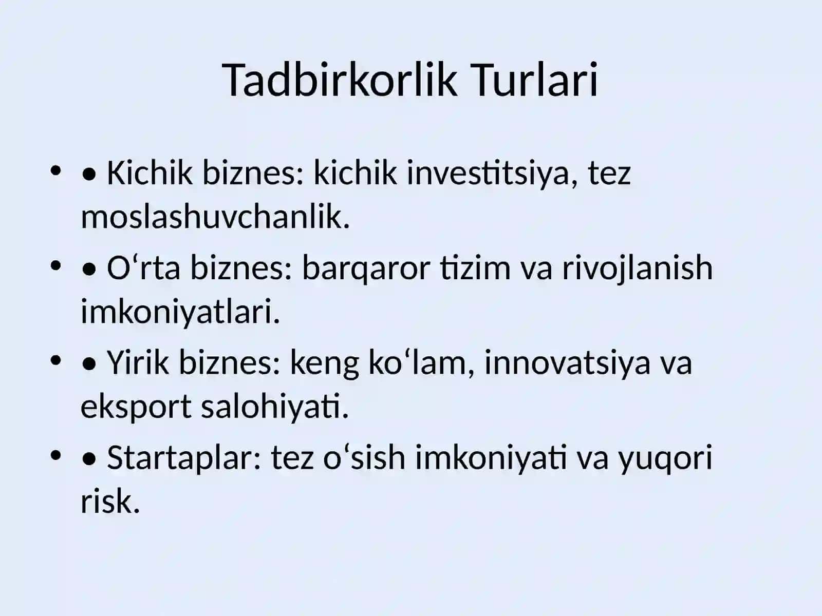 Tadbirkorlikning Asosiy Belgilari 4
