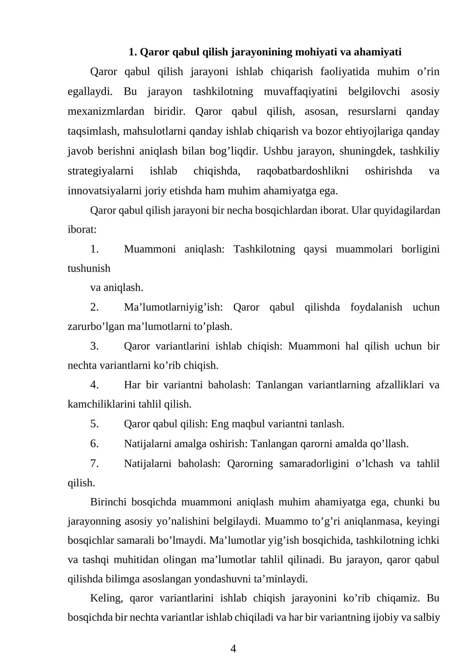 Ishlab chiqarishda qaror qabul qilish 4