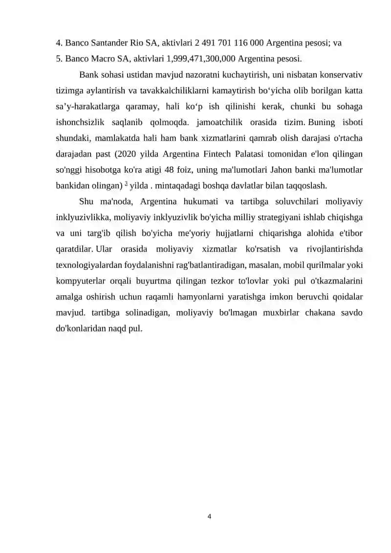 Argentinada bank nazoratining tashkil etilishu boyicha kurs ishi 4