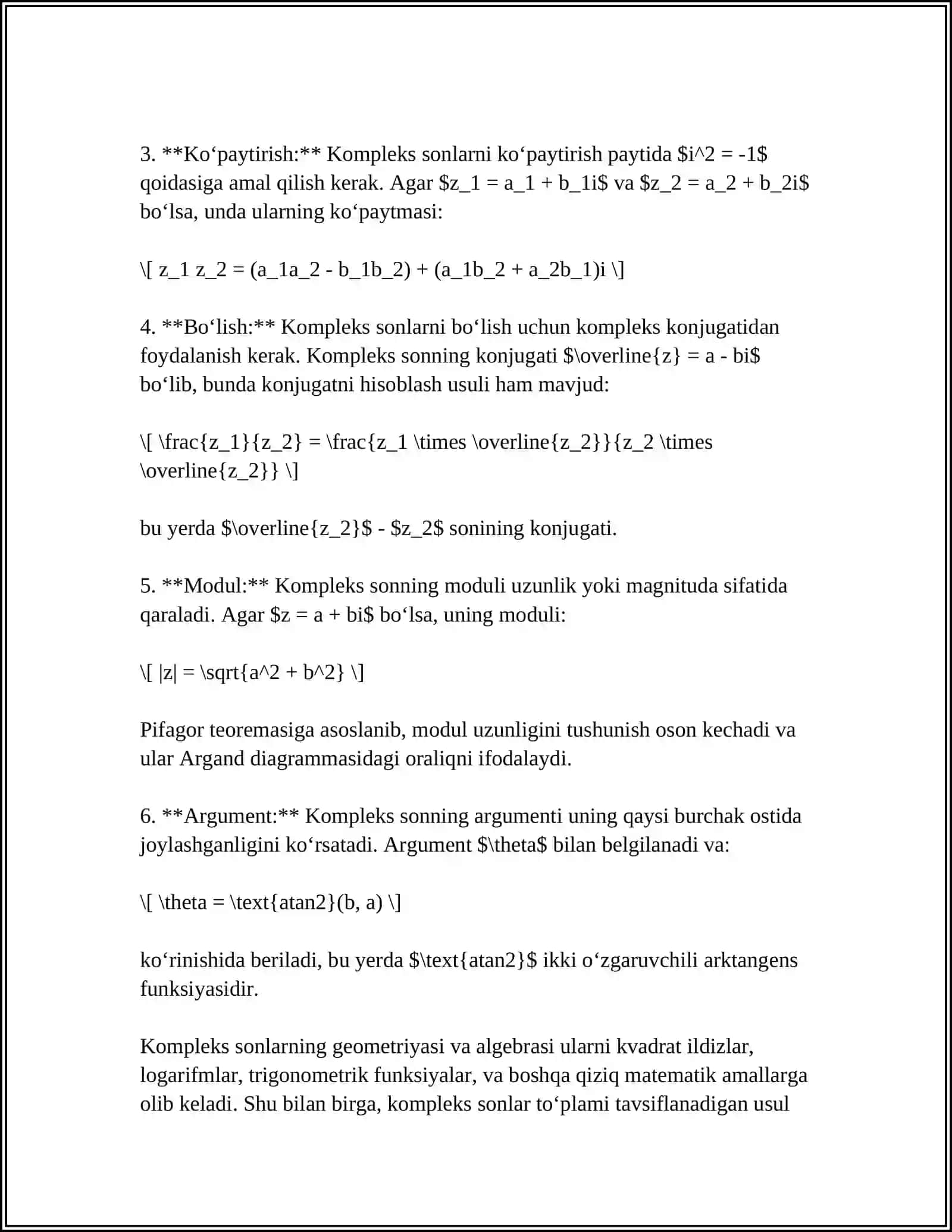 KOMPLEKS SONLAR 4