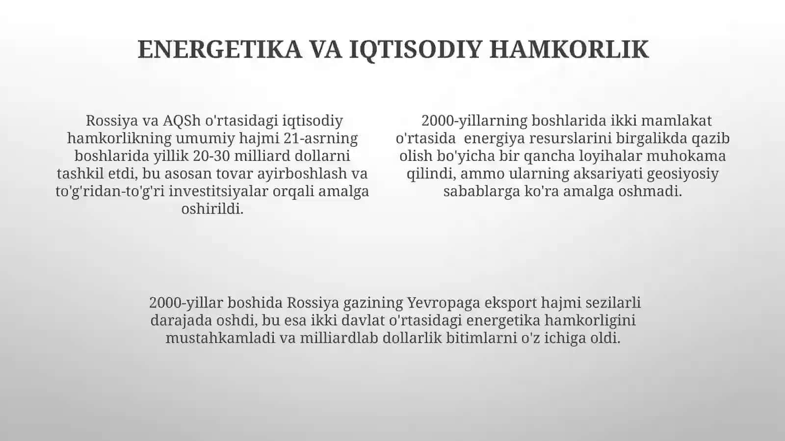 XXI asr boshlarida AQSH va Rossiya munosabatlari 4