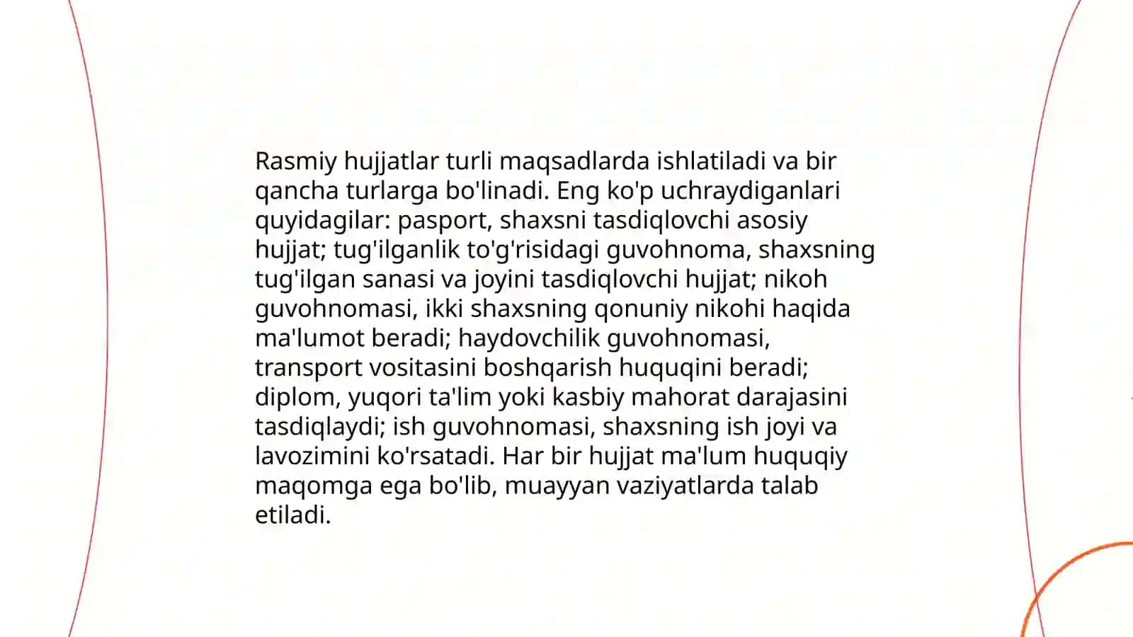 Hujjat turlari va xususiyatlari 4