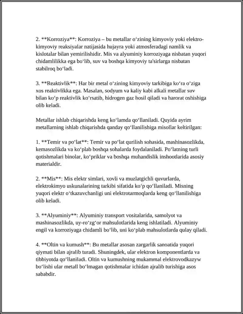 METALLARDAN ISHLAB CHIQARISHDA FOYDALANISH 4