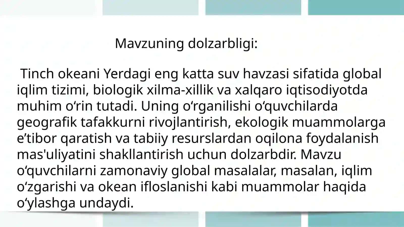 Geografiya yoʻnalishi GEO-BU-22 guruhi 4