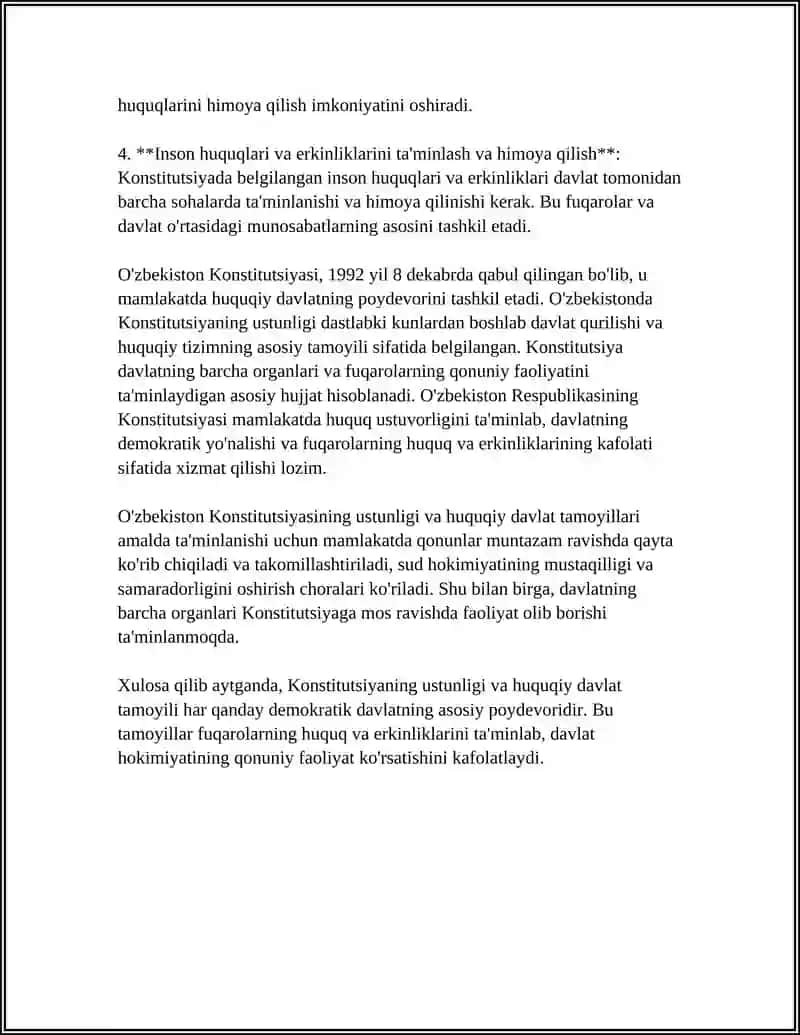 O'ZBEKISTON RESPUBLIKASI KONSITUTSIYASINING ASOSIY TAMOYILLARI 4