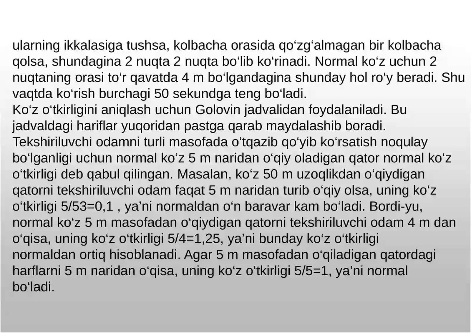 Kо‘rishо‘tkirligianiqlash. Ovqatlanishratsioninituzish 4