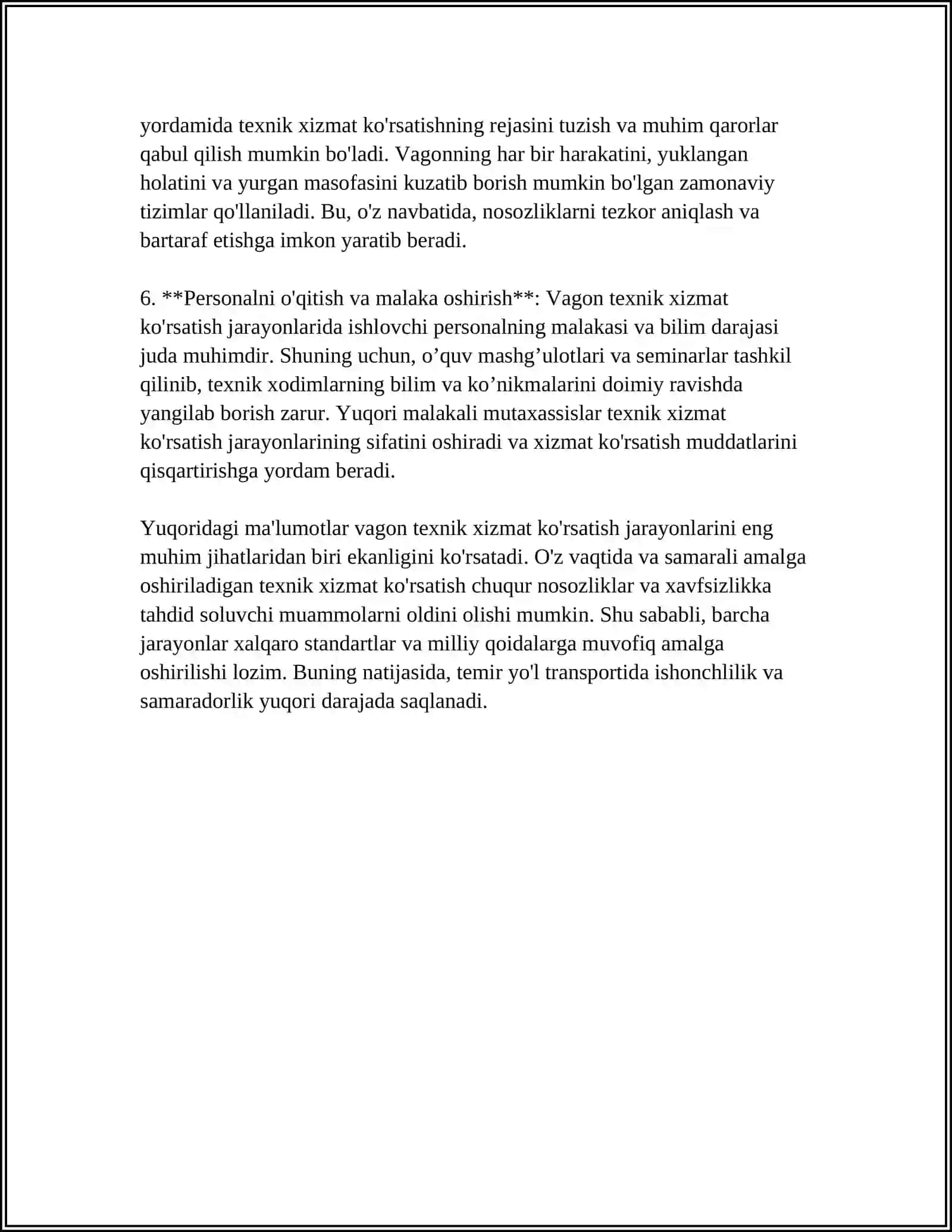 VAGON TEXNIK XIZMAT KOʻRSATISH 4