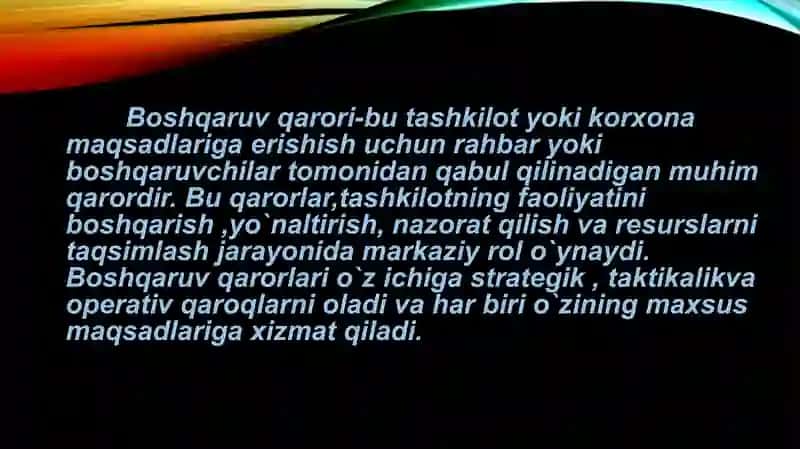 Boshqaruv qarorlari  va ularni qabul qilish bosqichlari 4