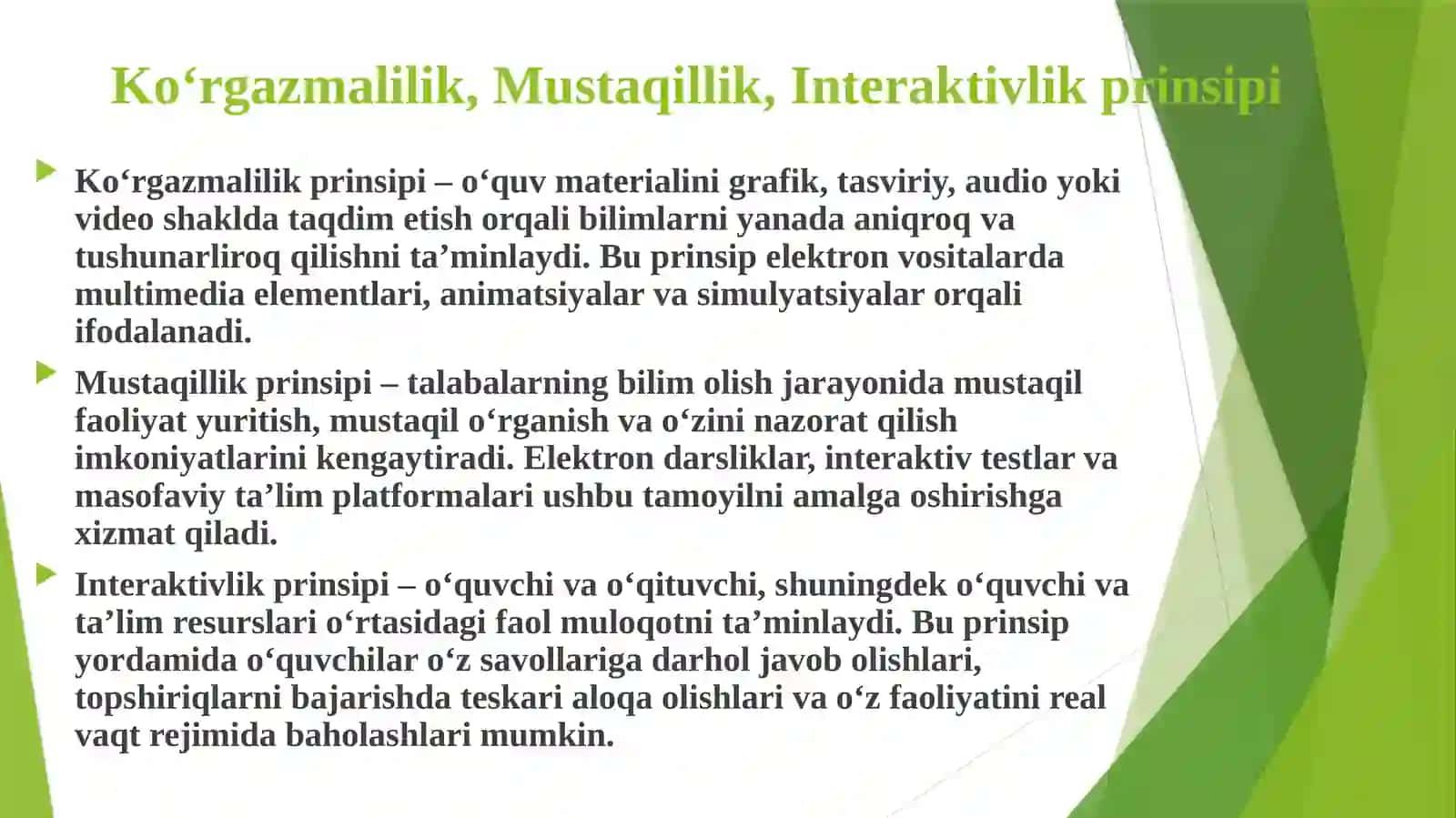 ELEKTRON TA’LIM VOSITALARI, TA’LIM JARAYONINI TASHKIL QILISH 4