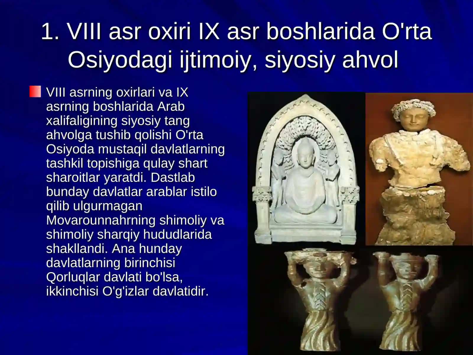 VIII asr oxiri IX asr boshlarida O'rta Osiyodagi ijtimoiy, siyosiy ahvol 4