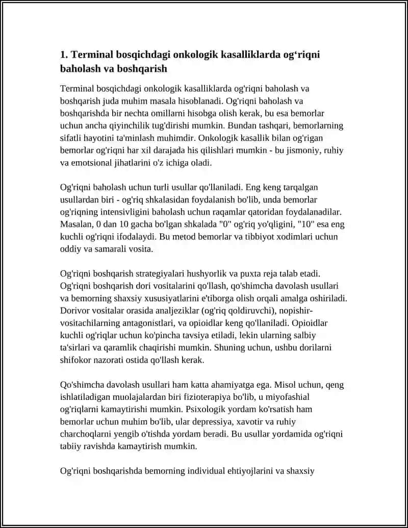 TERMINAL XOLATLARDA BEMORLAR PARVARISHI.ONKOLOGIKXASTALIKLAR BILAN OGʻRIGAN BEMORLAR PARVARISHI XUSUSYATLARI 4
