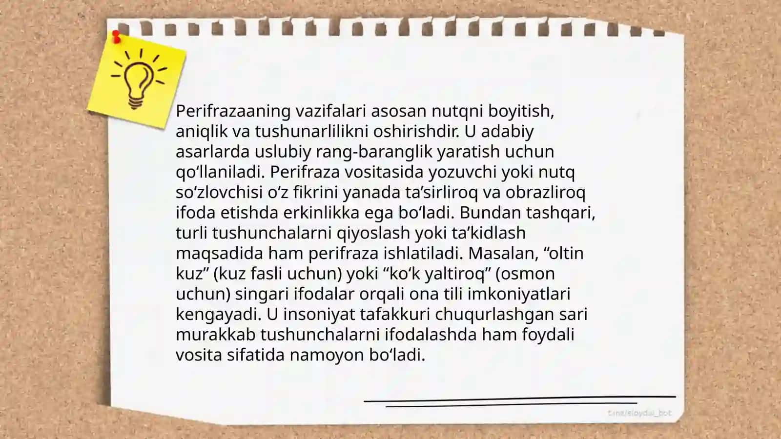 Perifraza. Perifrazalarning turlari, tarkibi, uslubiy xususiyatlari 4
