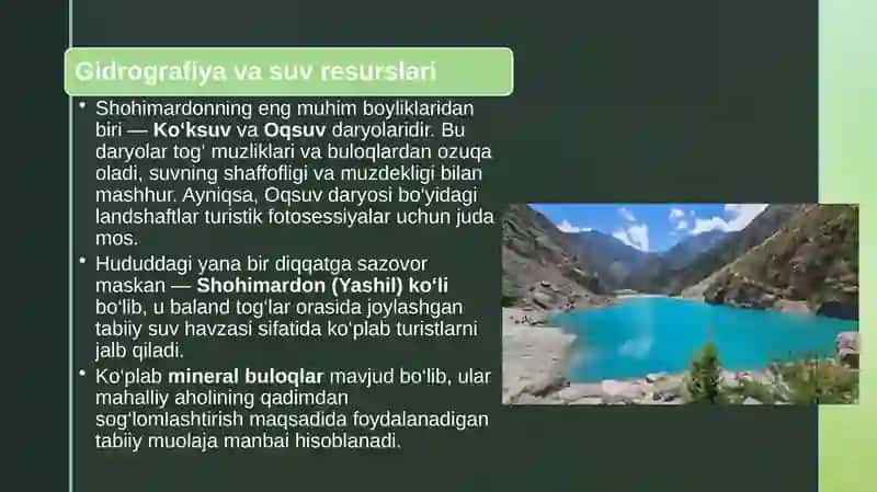 Shohimardon turizmni rivojlantirish tarixi 4