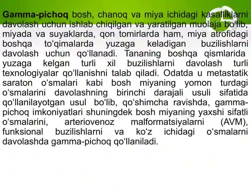 Tibbiy radiologik terapiya majmualari Gamma pichoqlari 4