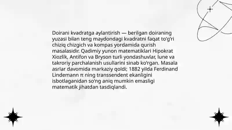 Qadimgi masalalar. Geometrik shakllarga doir masalalar 4