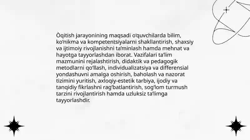 Òqitish jarayoni yaxlit tizim sifatida 4