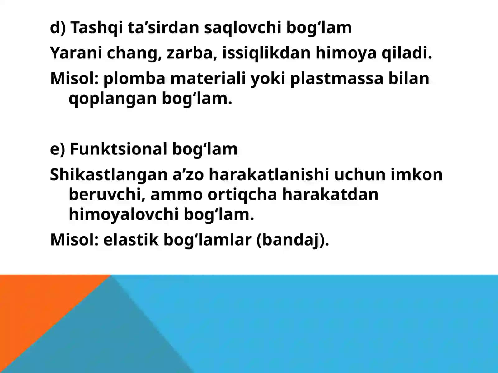 Desmurgiya. Bog’lam turlari. Zamonaviy jarohat qoplamlari 4