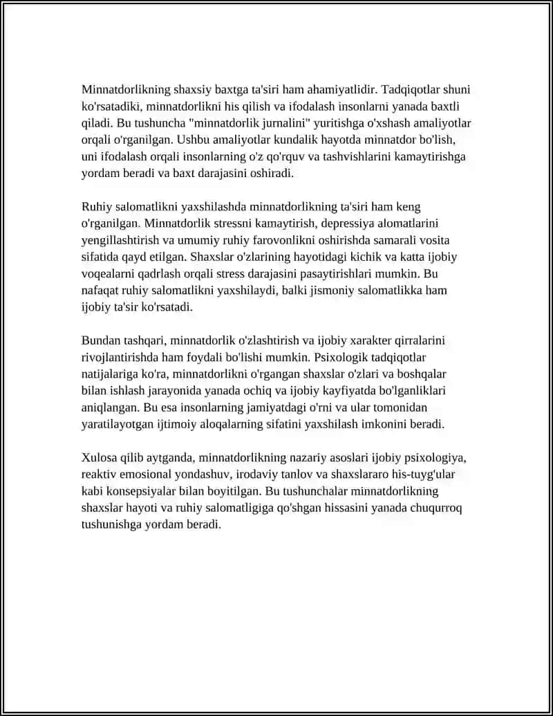 MINNETDORLIK PSIXOLOGIYASI 4