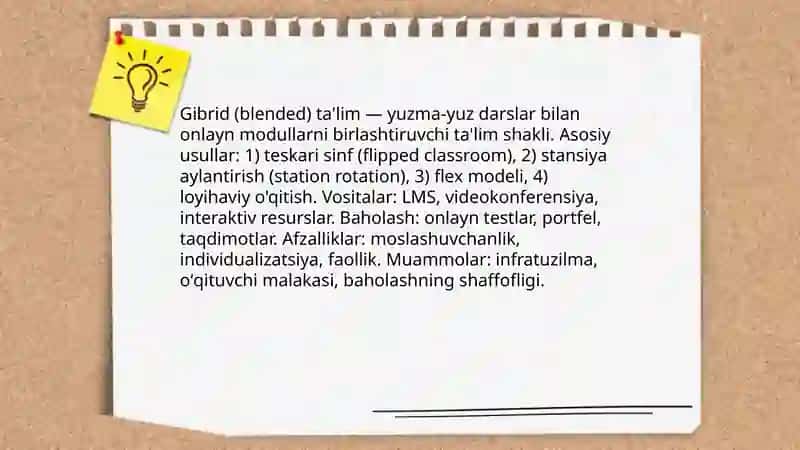 An'anaviy dars shakllari va metodlari 4