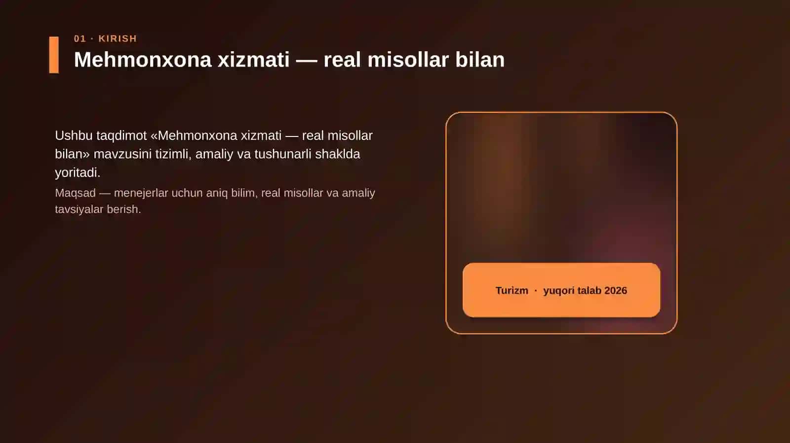 Mehmonxona xizmati — real misollar bilan 4