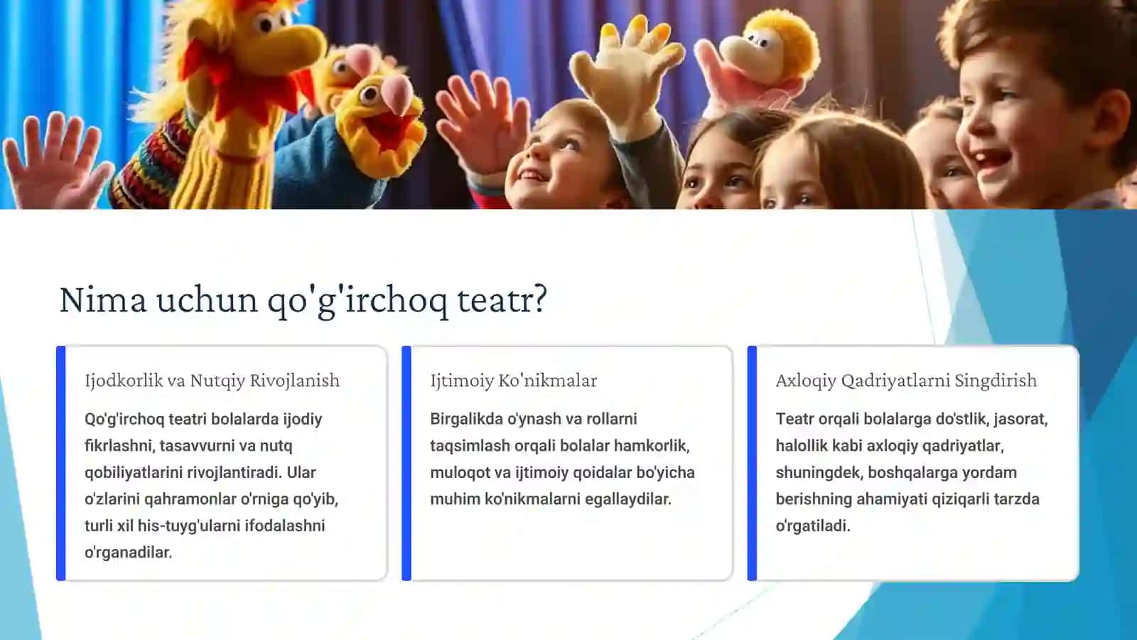 MAKTABGACHA TA'LIM TASHKILOTIDA QÒGIRCHOQ  QÒLQOP TEATRINI TASHKIL QILISH 4